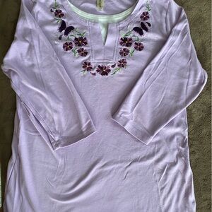Lavender Floral Embroidered Women's Top
